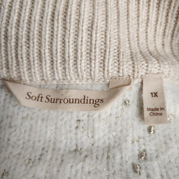 Soft Surroundings Women's Kuka 1/4 Zip Cream Gold Sweater Size 1X - Picture 4 of 8